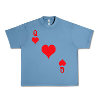 Pebble Blue Queen Of Hearts  Playing Card   Halloween Costume Urban Heavy Tee - longCreatives
