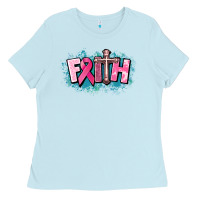 Baby Blue Cancer Faith Cross Ladies Tee - HowdyJamesFarm