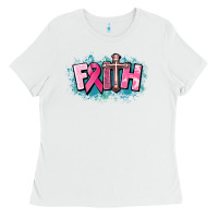 White Cancer Faith Cross Ladies Tee - HowdyJamesFarm