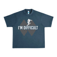 Midnight Navy I'm Difficult Double Black Diamond Skiing Urban Heavy Tee - longCreatives