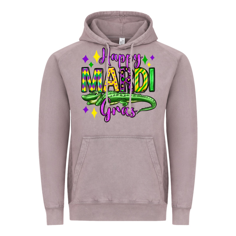 Happy Mardi Gras Alligator Olivia Vintage Hoodie by OliviaCreatesArt | Teevron