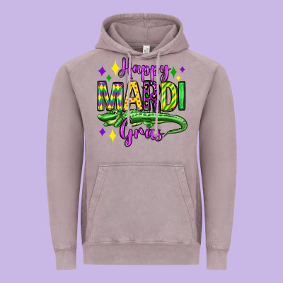 Happy Mardi Gras Alligator Olivia Vintage Hoodie Designed By Oliviacreatesart