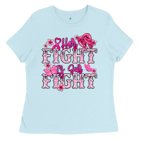 Baby Blue Her fight is our fight Cancer Awareness Ladies Tee - HowdyJamesFarm