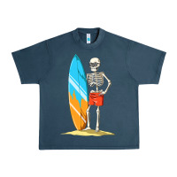 Midnight Navy Surfing Skeleton Halloween Themed Surf Lovers Gift Urban Heavy Tee - longCreatives