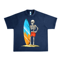 Navy Surfing Skeleton Halloween Themed Surf Lovers Gift Urban Heavy Tee - longCreatives