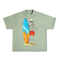 Oil Green Surfing Skeleton Halloween Themed Surf Lovers Gift Urban Heavy Tee - longCreatives