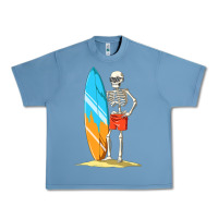 Pebble Blue Surfing Skeleton Halloween Themed Surf Lovers Gift Urban Heavy Tee - longCreatives