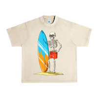 Sandshell Surfing Skeleton Halloween Themed Surf Lovers Gift Urban Heavy Tee - longCreatives
