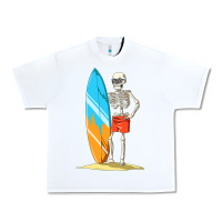 White Surfing Skeleton Halloween Themed Surf Lovers Gift Urban Heavy Tee - longCreatives