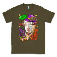 Army Green Mardi Gras Goat Classic Tee - HowdyJamesFarm