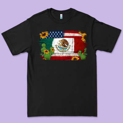Mexican American Flag Background Premium Tee Designed By Jasminsmagicworld