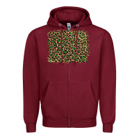 Burgundy leopard with green glitter Zipper Hoodie - Artiststas