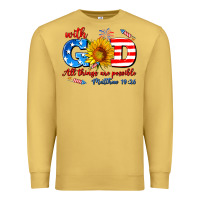 Antique Gold with god all things are possible usa Premium Sweatshirt - AdoDesignShop