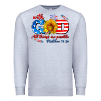 Heather Grey with god all things are possible usa Premium Sweatshirt - AdoDesignShop