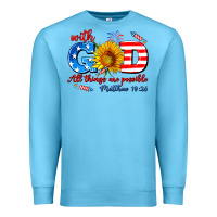 Ocean Blue with god all things are possible usa Premium Sweatshirt - AdoDesignShop