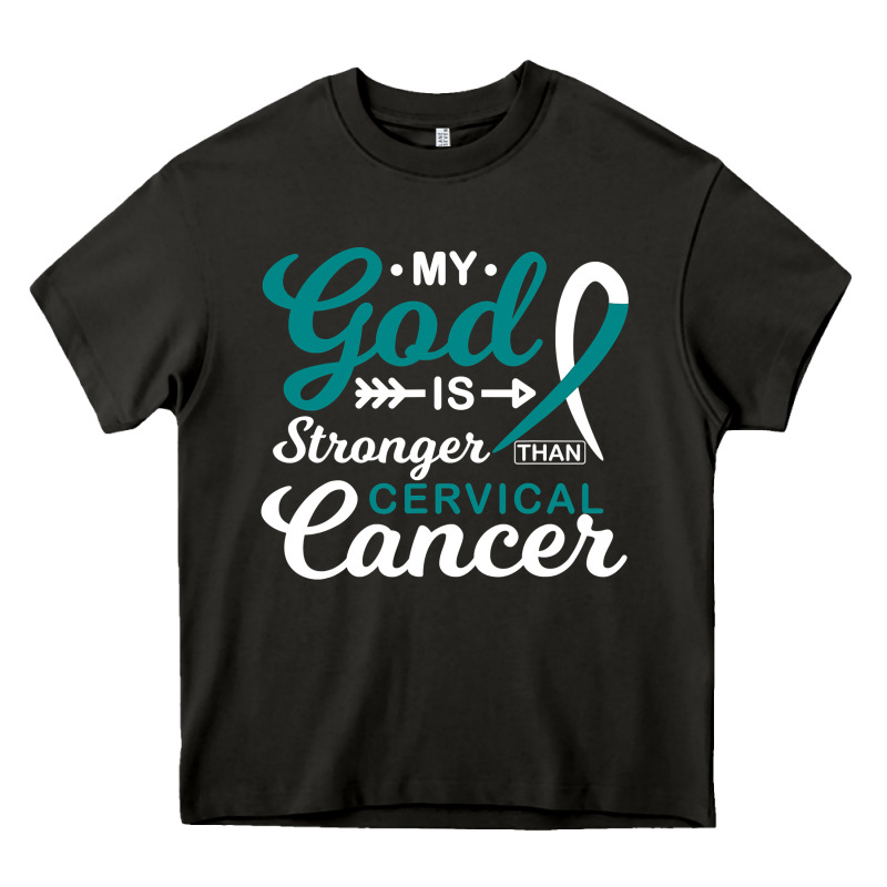 My God Is Stronger Than Cervical Cancer Awareness Warrior Heavy Core Tee by longCreatives | Teevron