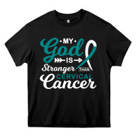 Black My God is Stronger Than Cervical Cancer Awareness Warrior Heavy Core Tee - longCreatives