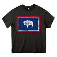 Asphalt State of Wyoming Flag Fun Vintage Retro Fall Hiking Heavy Core Tee - longCreatives