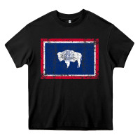 Black State of Wyoming Flag Fun Vintage Retro Fall Hiking Heavy Core Tee - longCreatives