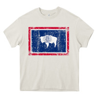Cream State of Wyoming Flag Fun Vintage Retro Fall Hiking Heavy Core Tee - longCreatives