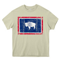 State Of Wyoming Flag Fun Vintage Retro Fall Hiking Heavy Core Tee | Teevron