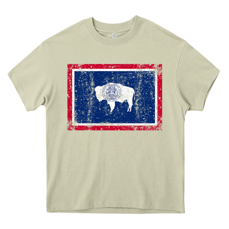 State Of Wyoming Flag Fun Vintage Retro Fall Hiking Heavy Core Tee by longCreatives | Teevron