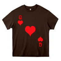 Chocolate Brown Queen Of Hearts  Playing Card   Halloween Costume Heavy Core Tee - longCreatives