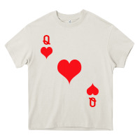 Cream Queen Of Hearts  Playing Card   Halloween Costume Heavy Core Tee - longCreatives