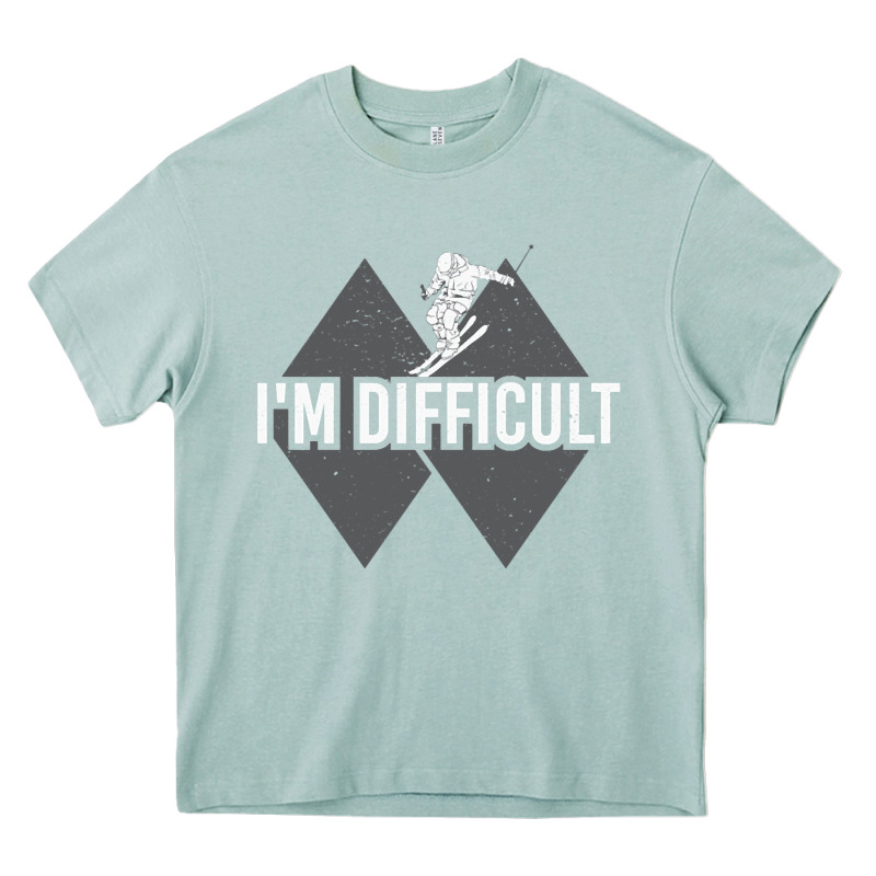 I'm Difficult Double Black Diamond Skiing Heavy Core Tee by longCreatives | Teevron