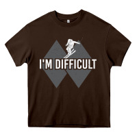 Chocolate Brown I'm Difficult Double Black Diamond Skiing Heavy Core Tee - longCreatives