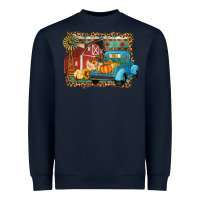 Navy Farm Life Fall Barn And Truck Heavyweight Sweatshirt - Artiststas