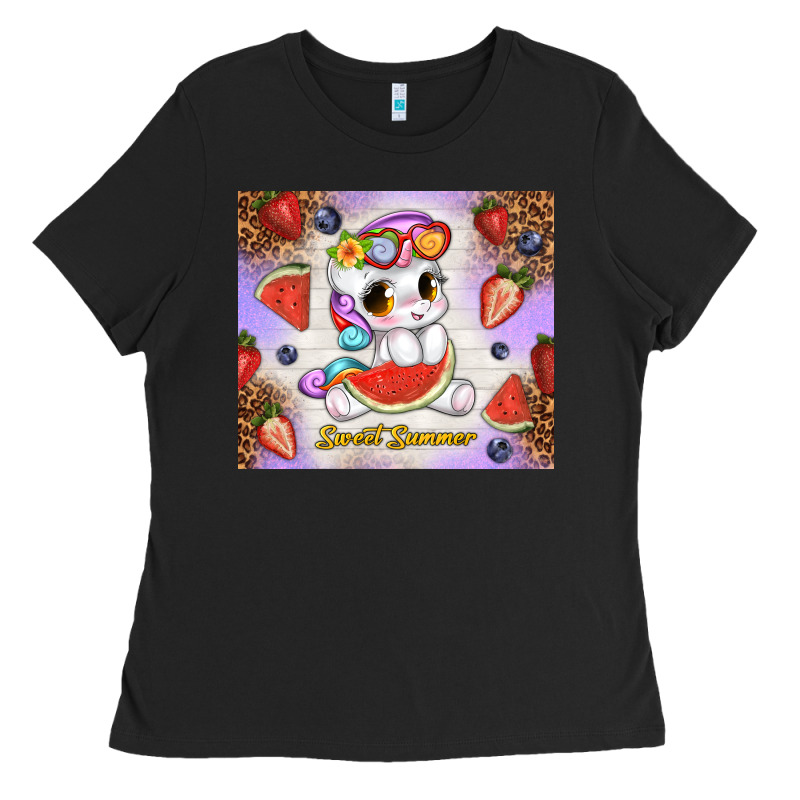 Sweet Summer Cute Unicorn Ladies Tee by TumblerDesignByShophia | Teevron