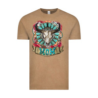 Vintage Coffee Mom Bull Skull Mother's Day Vintage Tee - CowGirlArtShop