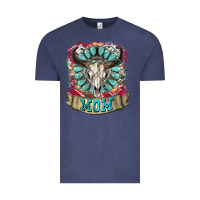 Vintage Denim Mom Bull Skull Mother's Day Vintage Tee - CowGirlArtShop