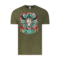 Vintage Olive Mom Bull Skull Mother's Day Vintage Tee - CowGirlArtShop