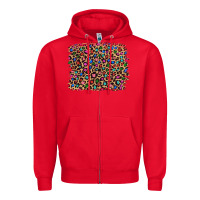 Red leopard with multiple color glitters Zipper Hoodie - Artiststas