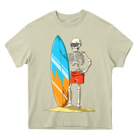 Mossy Surfing Skeleton Halloween Themed Surf Lovers Gift Heavy Core Tee - longCreatives