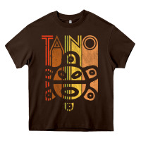 Chocolate Brown Taino Sun Boricua Vintage Taino Gift of Puerto Rico Heavy Core Tee - longCreatives