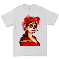 Dove Grey Sugar skull girl Premium Tee - NancyCooperArtShop