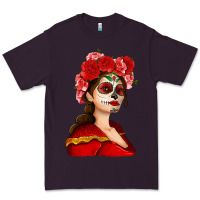 Plum Sugar skull girl Premium Tee - NancyCooperArtShop