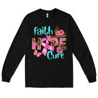 Black Faith hope cure Breast Cancer Long Sleeve Tee - FaDigitalArtStudio