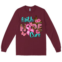 Burgundy Faith hope cure Breast Cancer Long Sleeve Tee - FaDigitalArtStudio