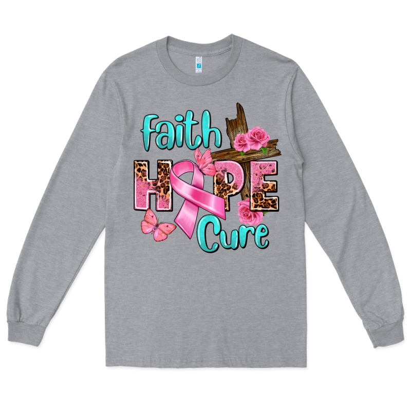 Faith Hope Cure Breast Cancer Long Sleeve Tee by FaDigitalArtStudio | Teevron