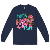 Navy Faith hope cure Breast Cancer Long Sleeve Tee - FaDigitalArtStudio