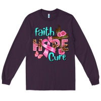 Plum Faith hope cure Breast Cancer Long Sleeve Tee - FaDigitalArtStudio