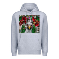 Heather Grey Chicken Premium Hoodie - CowhideDigitalArt