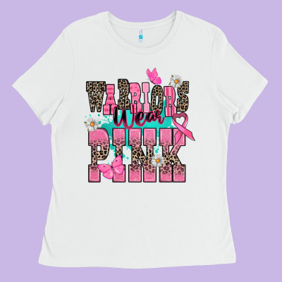 Warriors Wear Pink Cancer Awareness Ladies Tee Designed By Howdyjamesfarm