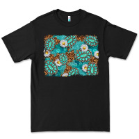 Black Leopard and Turquoise Gemstone Background Premium Tee - texasbilliewilder