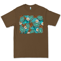 Cacao Leopard and Turquoise Gemstone Background Premium Tee - texasbilliewilder