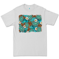 Dove Grey Leopard and Turquoise Gemstone Background Premium Tee - texasbilliewilder
